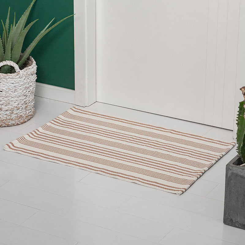 Flat woven runner for living and dining room with modern stripe pattern