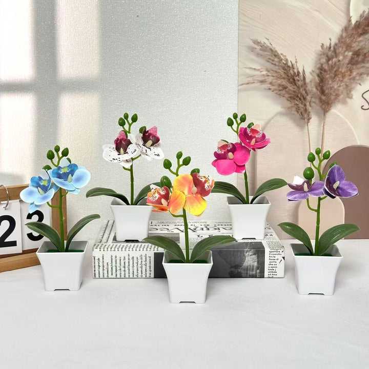 Elegant Artificial Orchid Plant Display for Indoor Decor