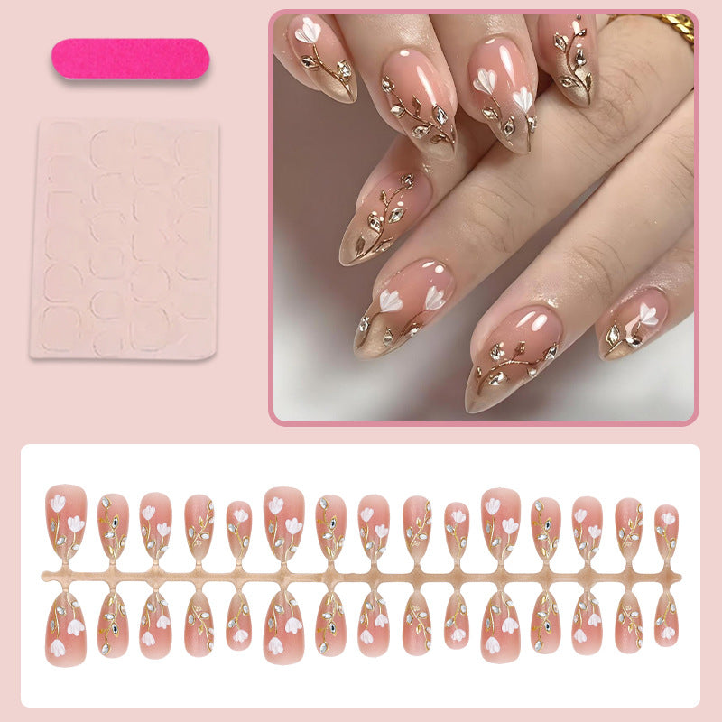Elegant artificial nails with floral decorations Stornfield
