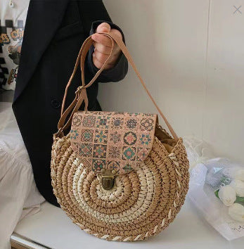 Round Bast Bag with Adjustable Leather Strap Stornfield