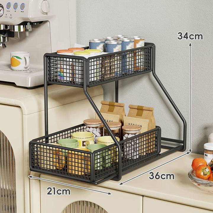Three-Tier Metal Wire Countertop Kitchen Storage Organizer