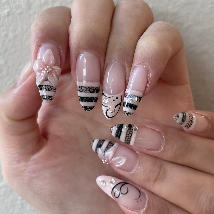 Artful Nail Extensions with Elegant 3D Decorations Stornfield