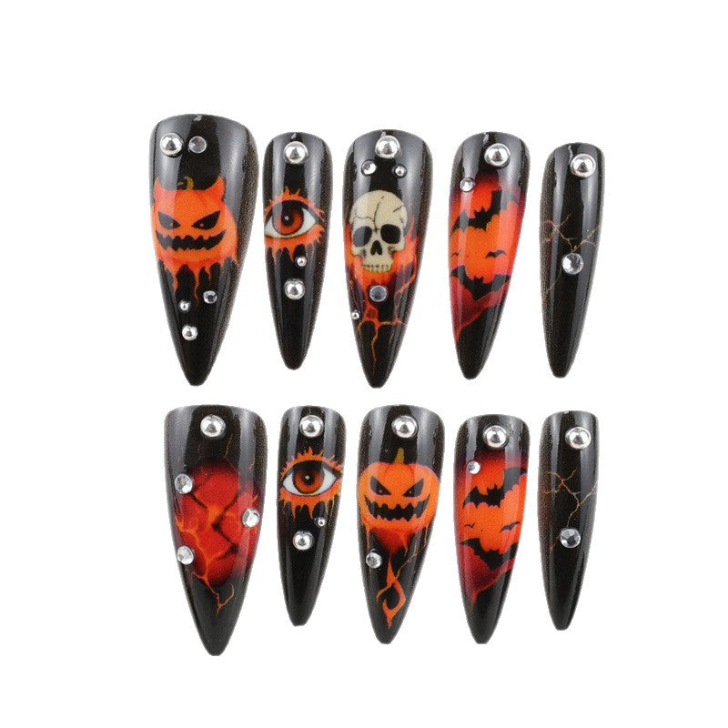 Halloween Artificial Nail Set with Creative Ghost and Pumpkin Designs Stornfield