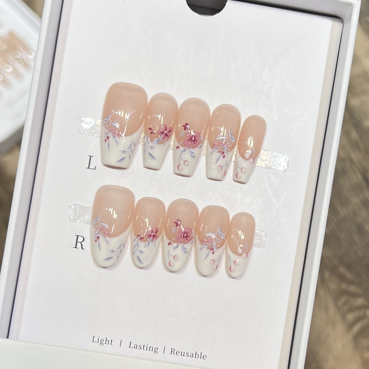 Floral Design Stiletto Press-On Nails Stornfield