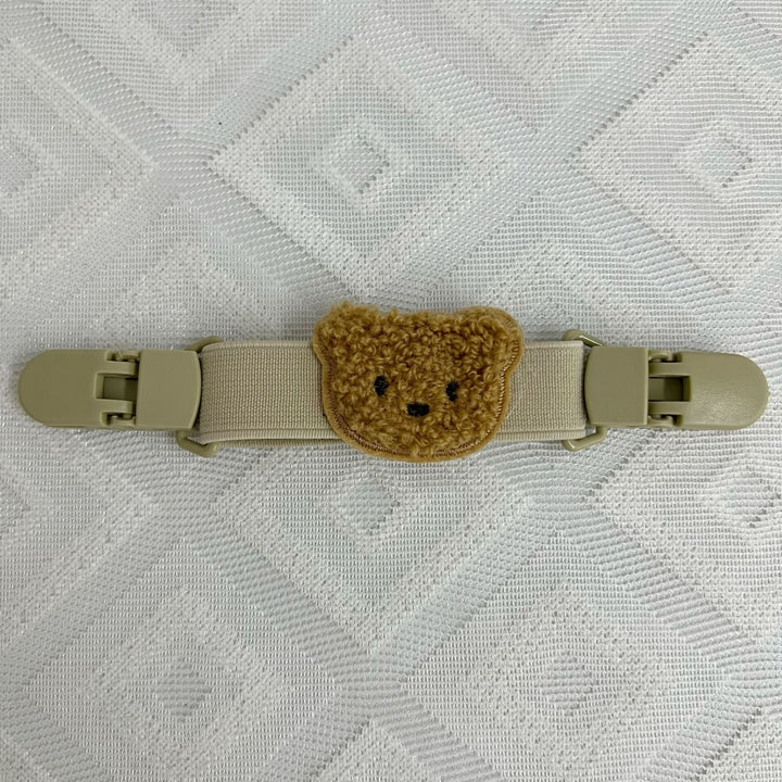 Plush Teddy Pacifier Clip with Safety Buckle and Elastic Strap