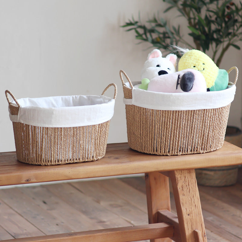 Handcrafted storage basket with white cotton lining Stornfield