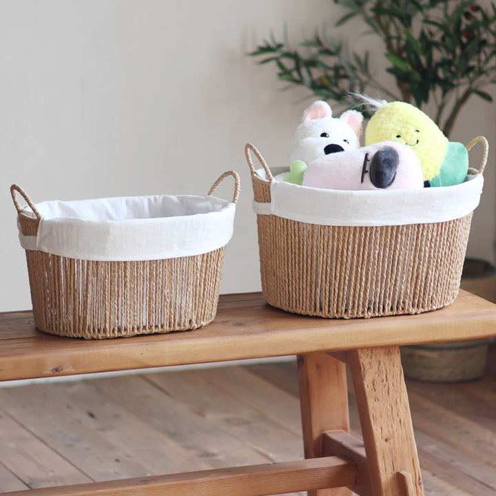 Handcrafted storage basket with white cotton lining Stornfield