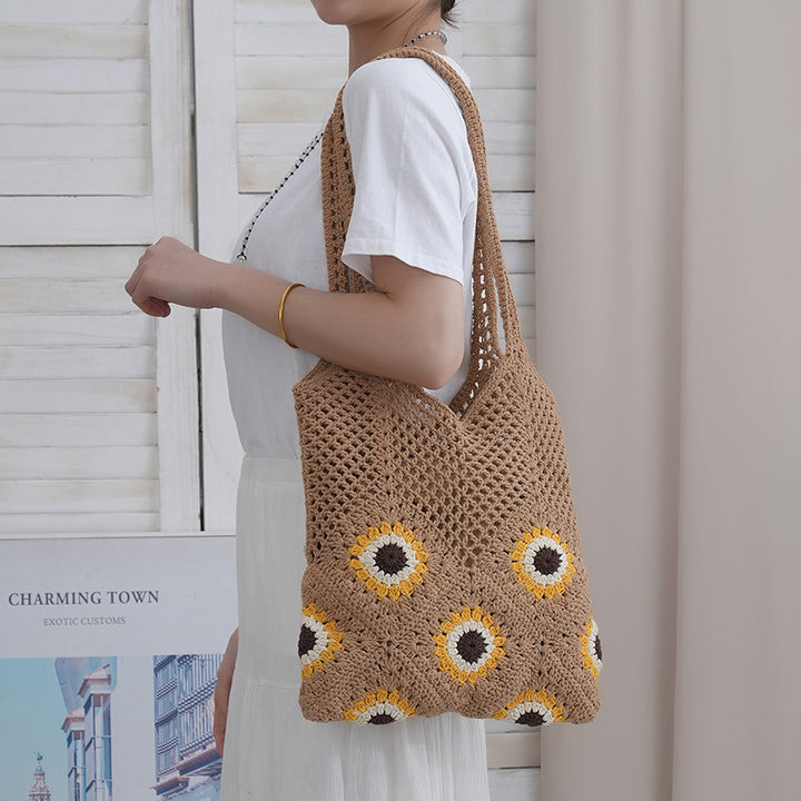 Handcrafted Jute Bag with Colorful Flower Pattern Stornfield