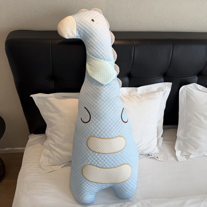 Large cuddly duck body pillow with hat and striped cotton cover