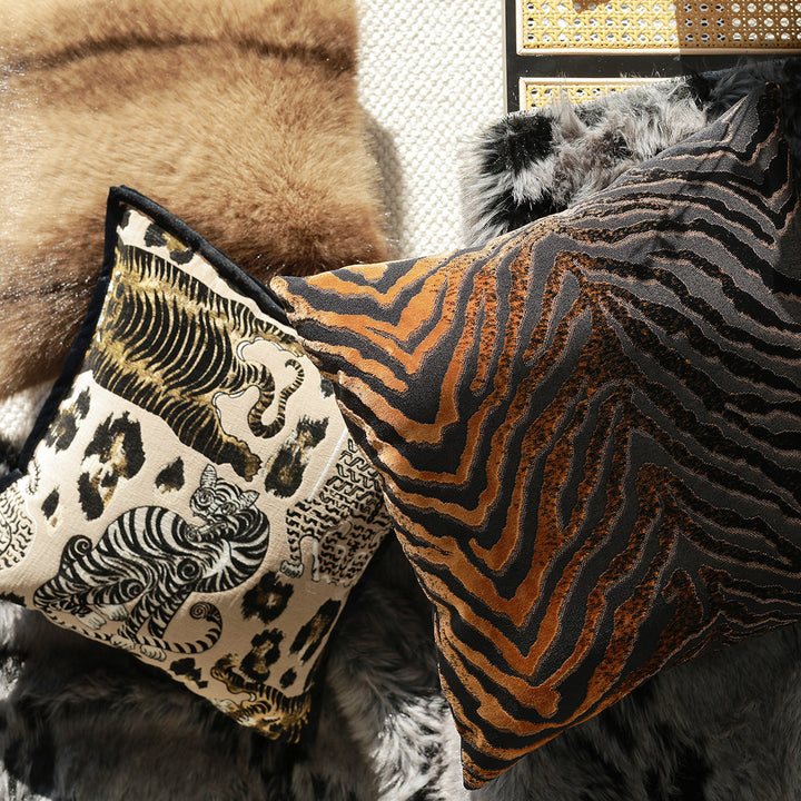 Luxurious decorative cushion made of faux fur