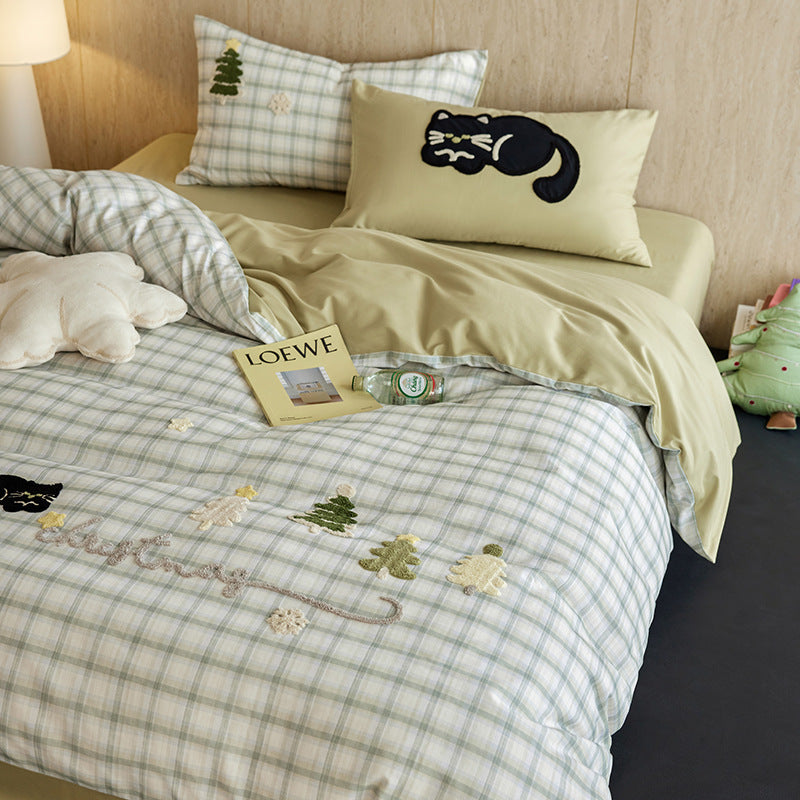 Embroidered Dog-Themed Bedding Set