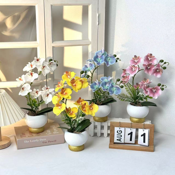 Artificial Orchid Arrangement for Tabletop Home Decor Display