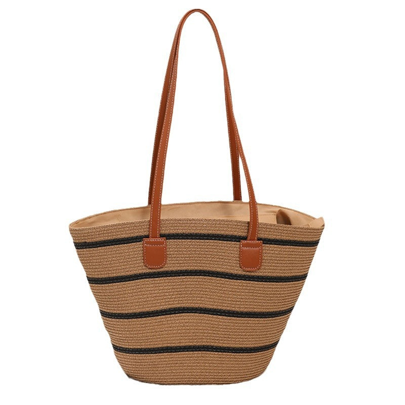 Elegant Bast Handbag with Leather Handles Stornfield