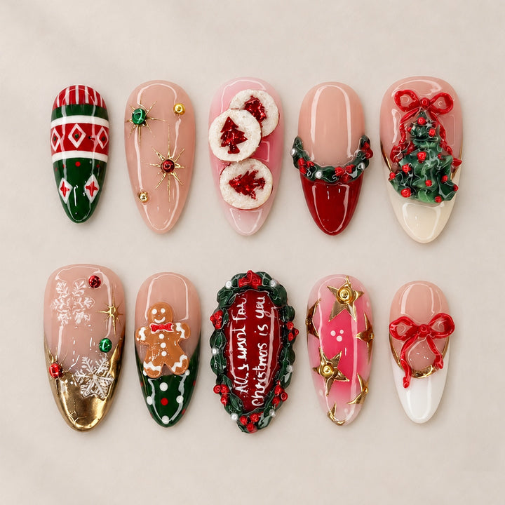 Festive artificial nails with Christmas motifs Stornfield