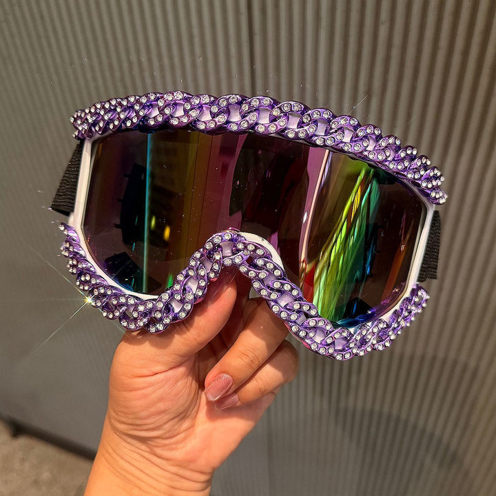 Ladies sporty elegant ski goggles with rhinestone decorated frame Stornfield