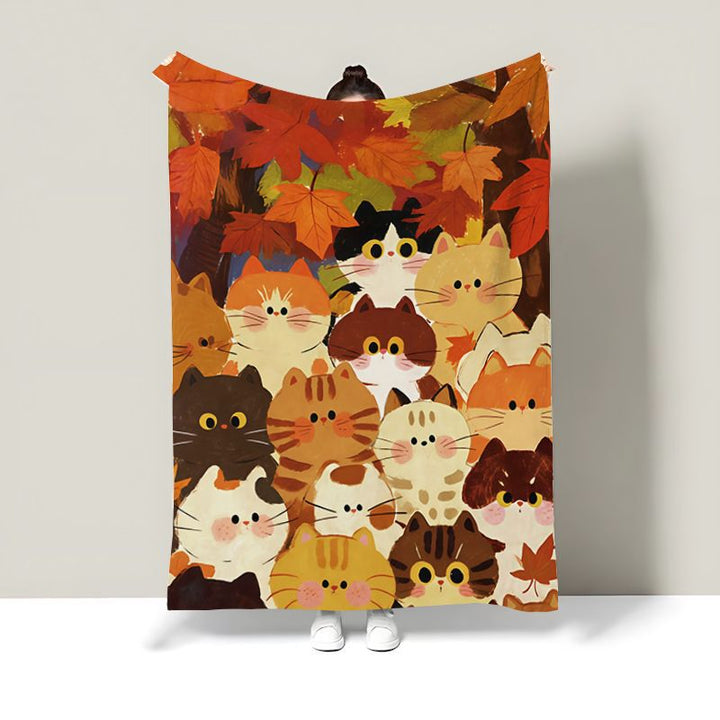 Cute Cat-Themed Fleece Throw Blanket