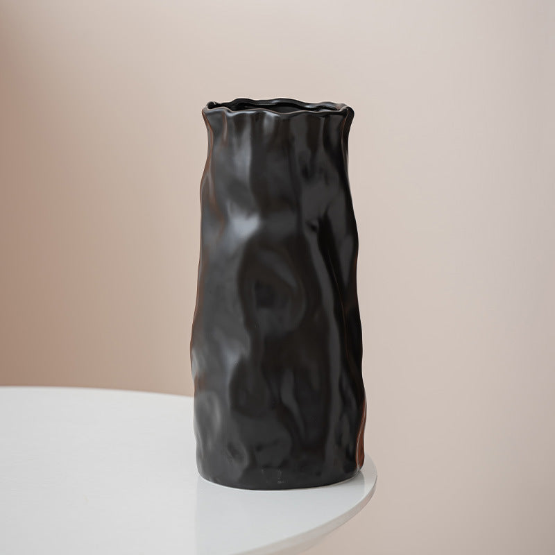Textured Wave-Shaped Decorative Ceramic Vase
