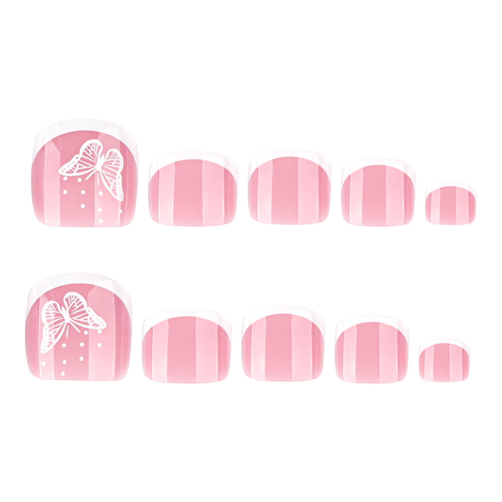 Artful toenail design with elegant butterfly motifs and French design Stornfield