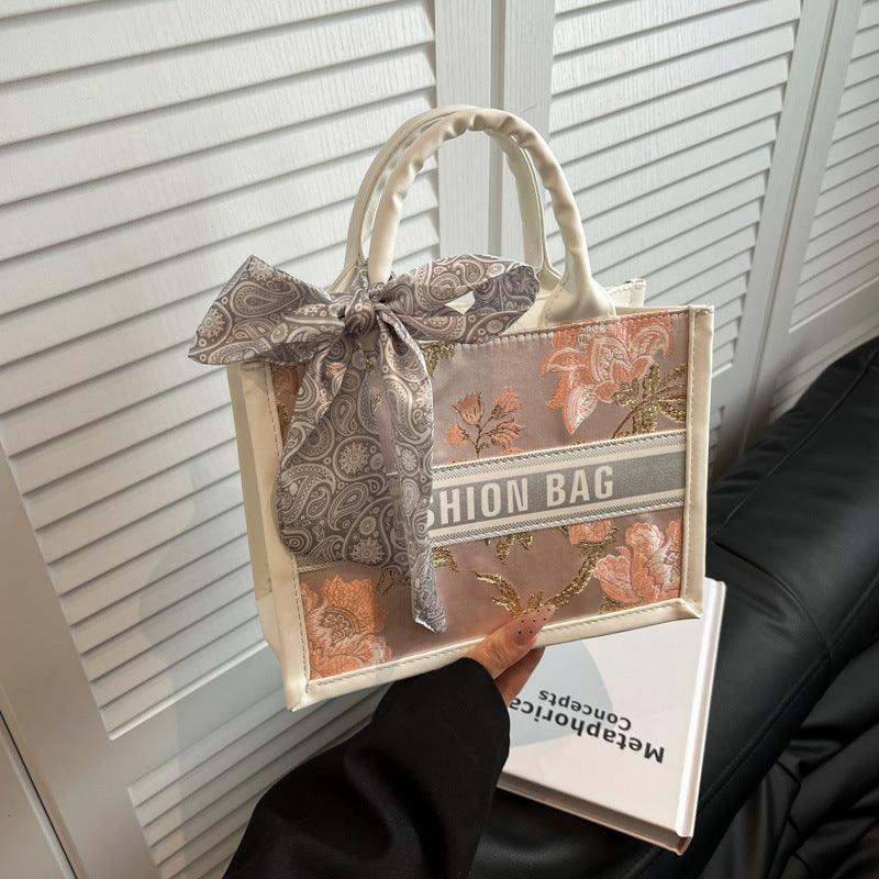 Structured Handbag with Fashion Ribbon