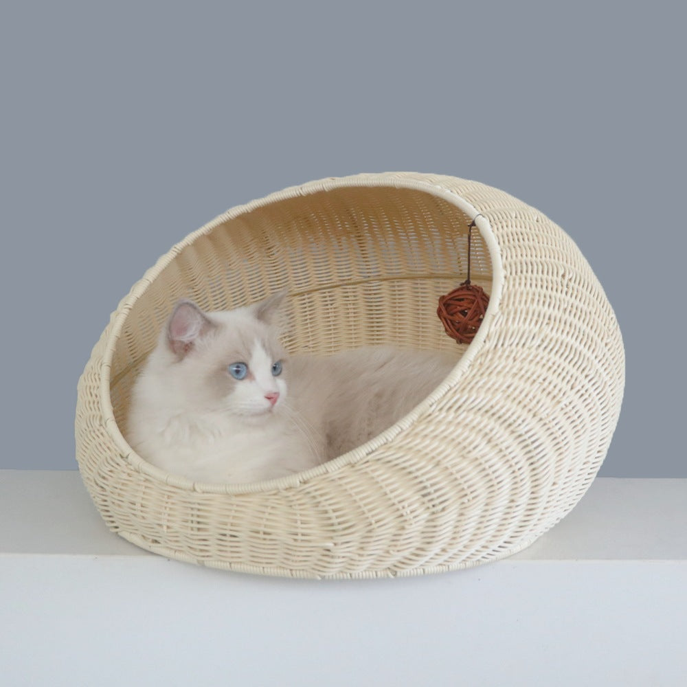 Cozy cat bed made of woven natural material Stornfield