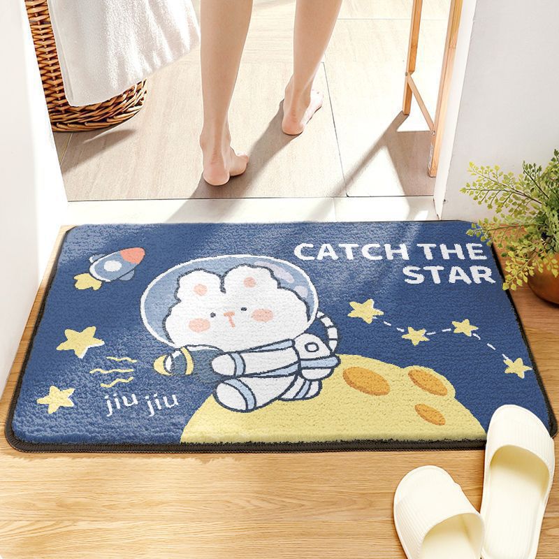 Cute Bunny-Themed Plush Bathroom Rug