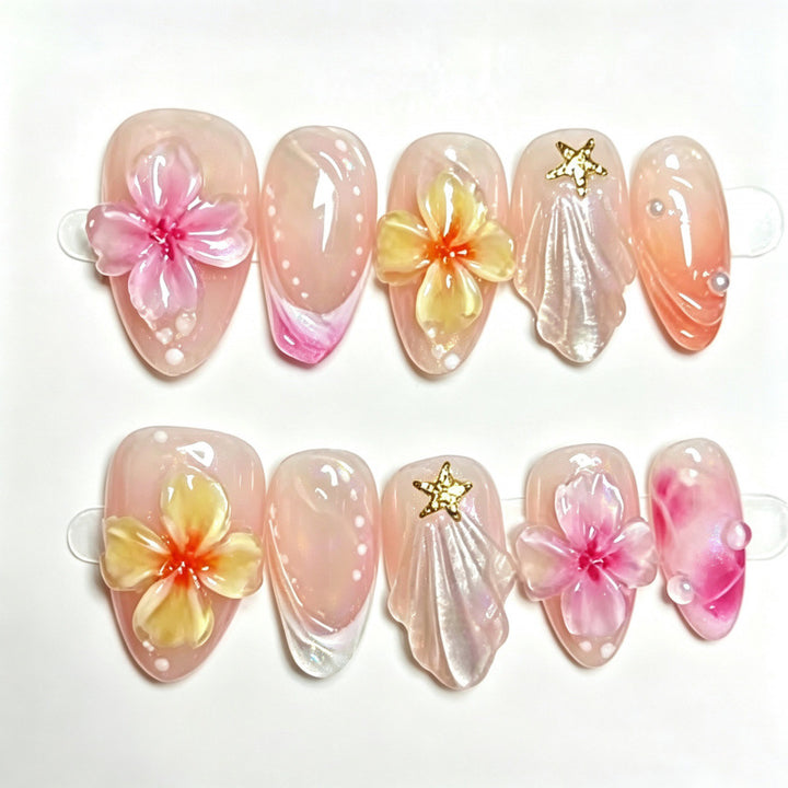 Floral Accent Press-On Nail Set