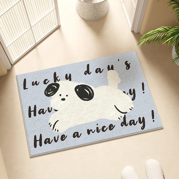 Cartoon Dog-Themed Plush Bath Rug for Bathroom