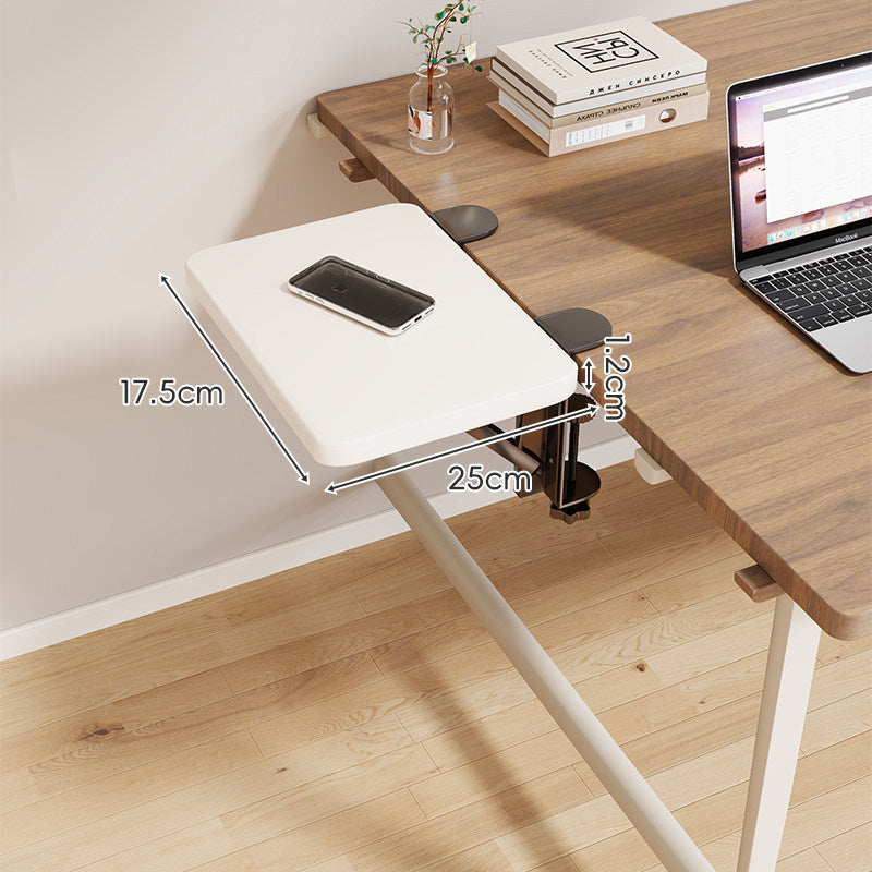 Clamp-On Adjustable Wooden Desk Side Shelf Extension with Foldable Bracket