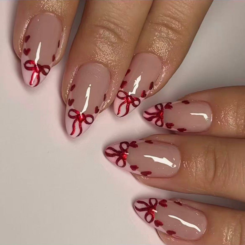 Premium Artificial Nails Set with Decorative Bows Stornfield