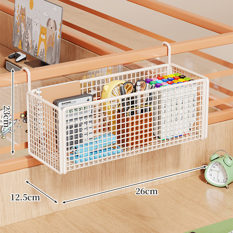 Over-Rail Metal Grid Hanging Storage Basket Organizer for Bunk Bed and Desk