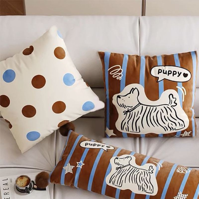 Playful Puppy-Themed Decorative Cushion