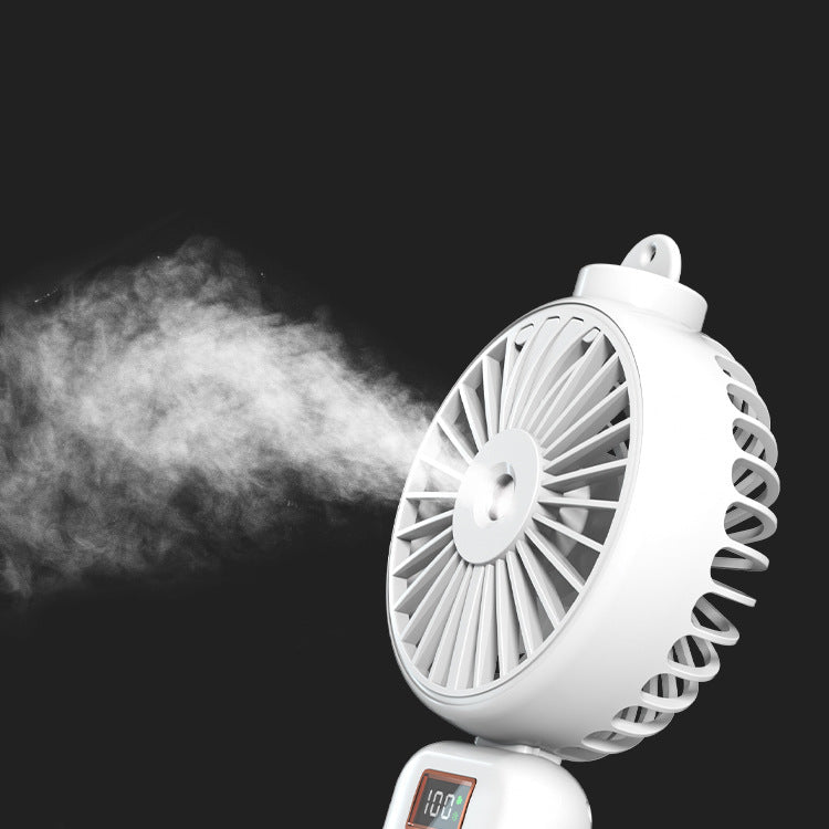 Cooling compact rechargeable adjustable-angle dual-head personal fan with digital battery display and magnetic dock Stornfield