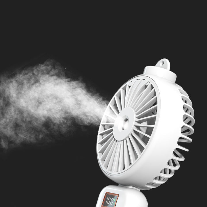 Cooling compact rechargeable adjustable-angle dual-head personal fan with digital battery display and magnetic dock Stornfield