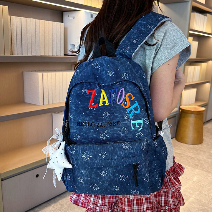 Stylish Star-Embellished Corduroy Backpack Stornfield