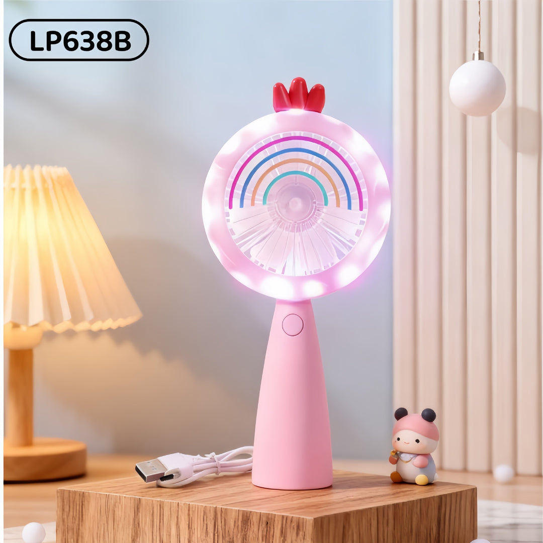 Women Portable USB Hand Fan with LED Lighting Stornfield