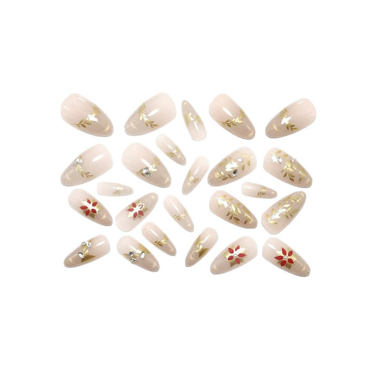 Artificial nails with elegant flower design and glitter accents Stornfield