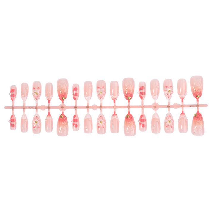 Elegant artificial nail set with floral and gradient patterns Stornfield