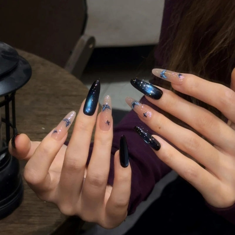 Elegant Stiletto Nail Extensions with Sparkling Star Accents