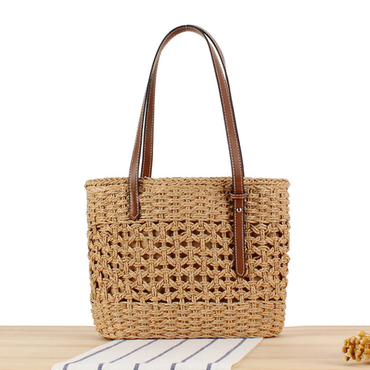 Handbag Made of Handwoven Braid with Sturdy Leather Handles Stornfield