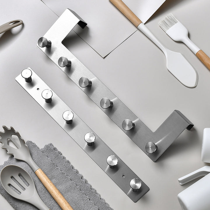 Wall-mounted stainless steel coat rack with five hooks Stornfield