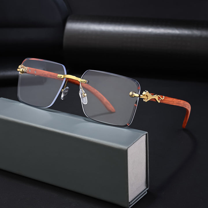 Women’s Fashion Square Sunglasses with Elegant Wooden Arms Stornfield