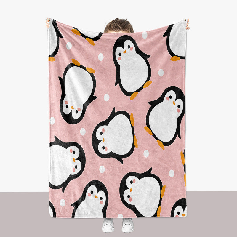 Penguin-Themed Plush Throw Blanket