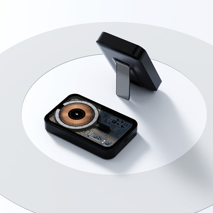 Portable power bank with innovative wireless charging function and integrated stand Stornfield