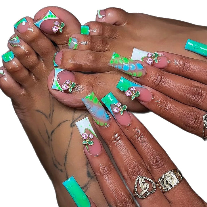 Artistic Nail Extension with Glitter Accents Stornfield