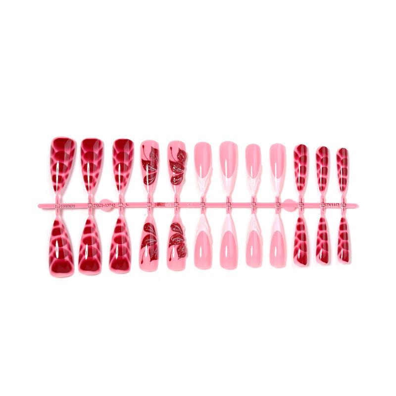 Artistic Press-On Nail Set with Decorative Designs Stornfield