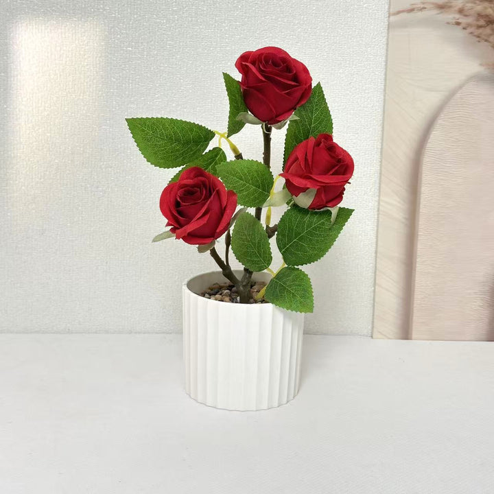 Realistic Faux Rose Plant Arrangement