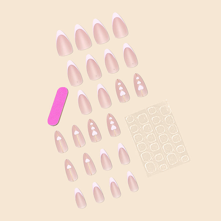 Heart Patterned Long Stiletto Nail Art Extensions