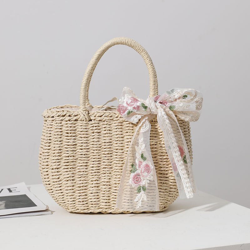 Elegant Bast bag with Floral Bow Detail Stornfield