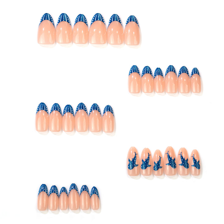 Artistic Dolphin-Themed Press-On Nail Art Set Stornfield