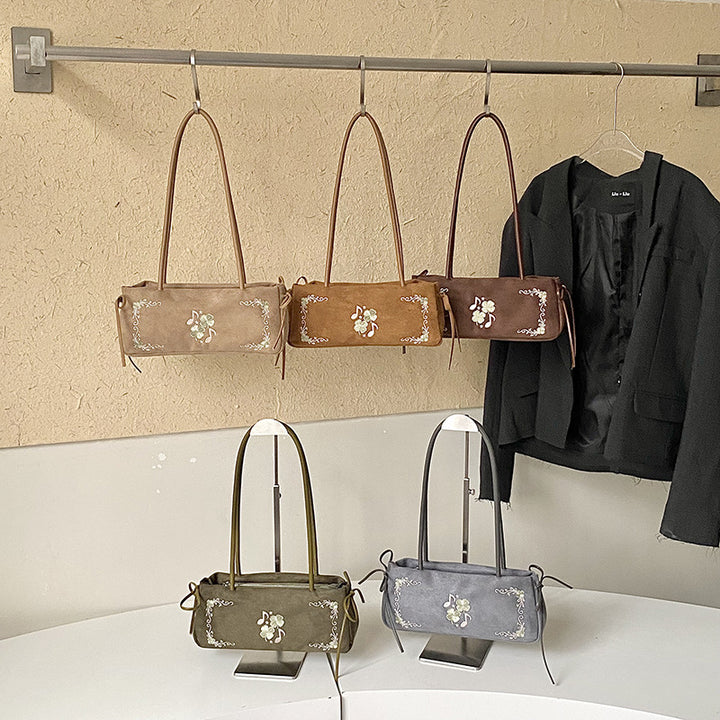 Embroidered Suede Handbag